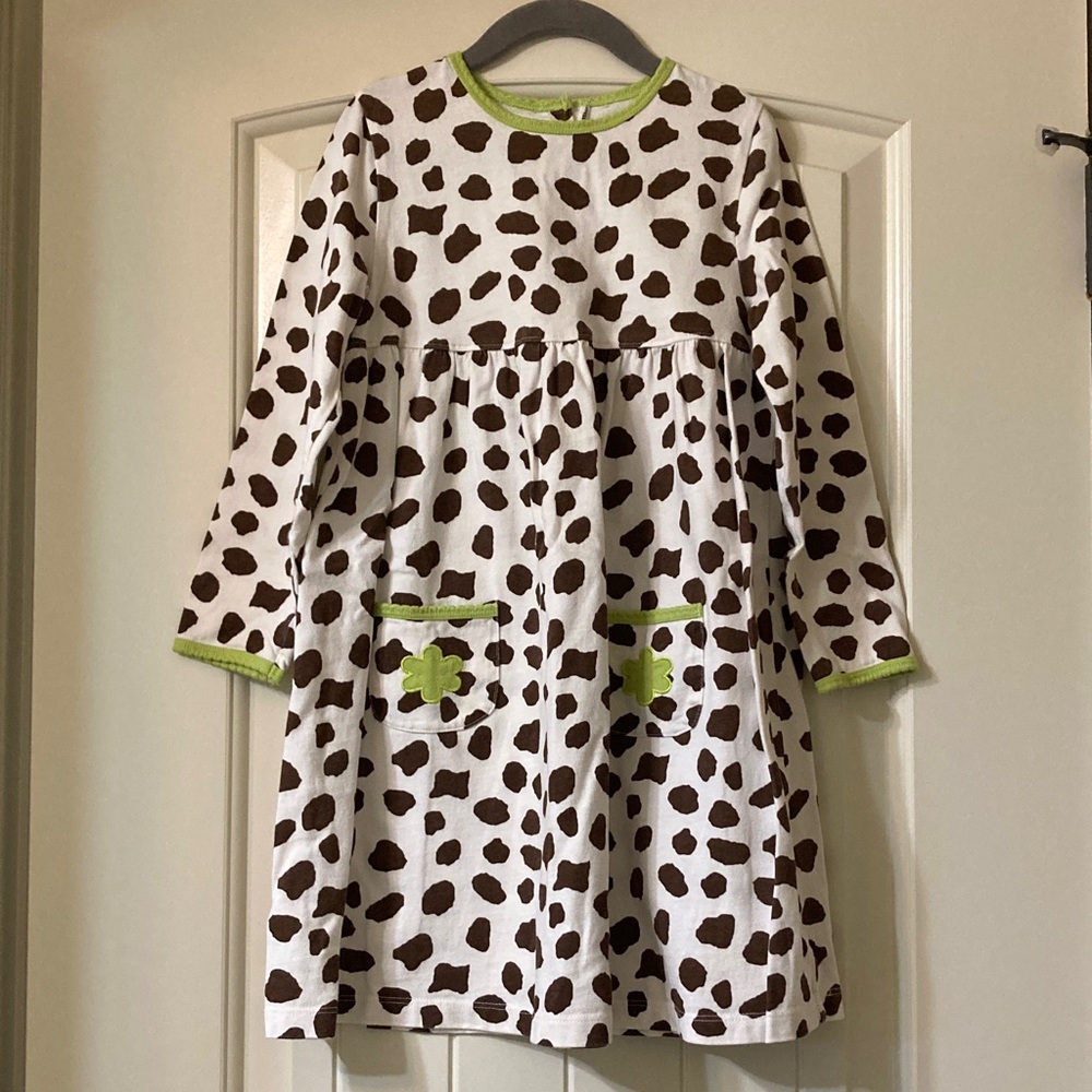 J. Khaki Kids Animal Print Dress with Green  Trim